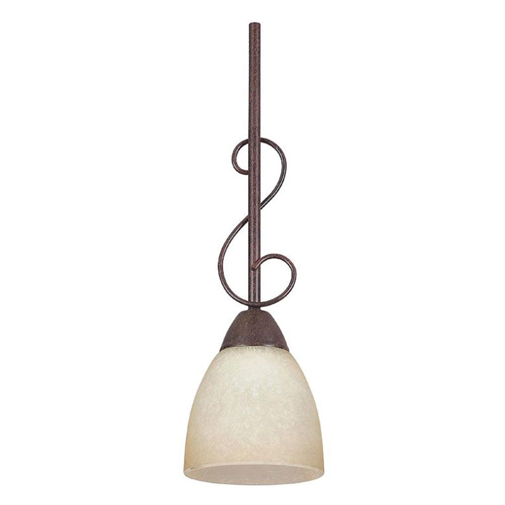 Sunset Lighting 5-1/8" 1-Light Pendant Alpine Glass, Rubbed Bronze Finish F2474-62