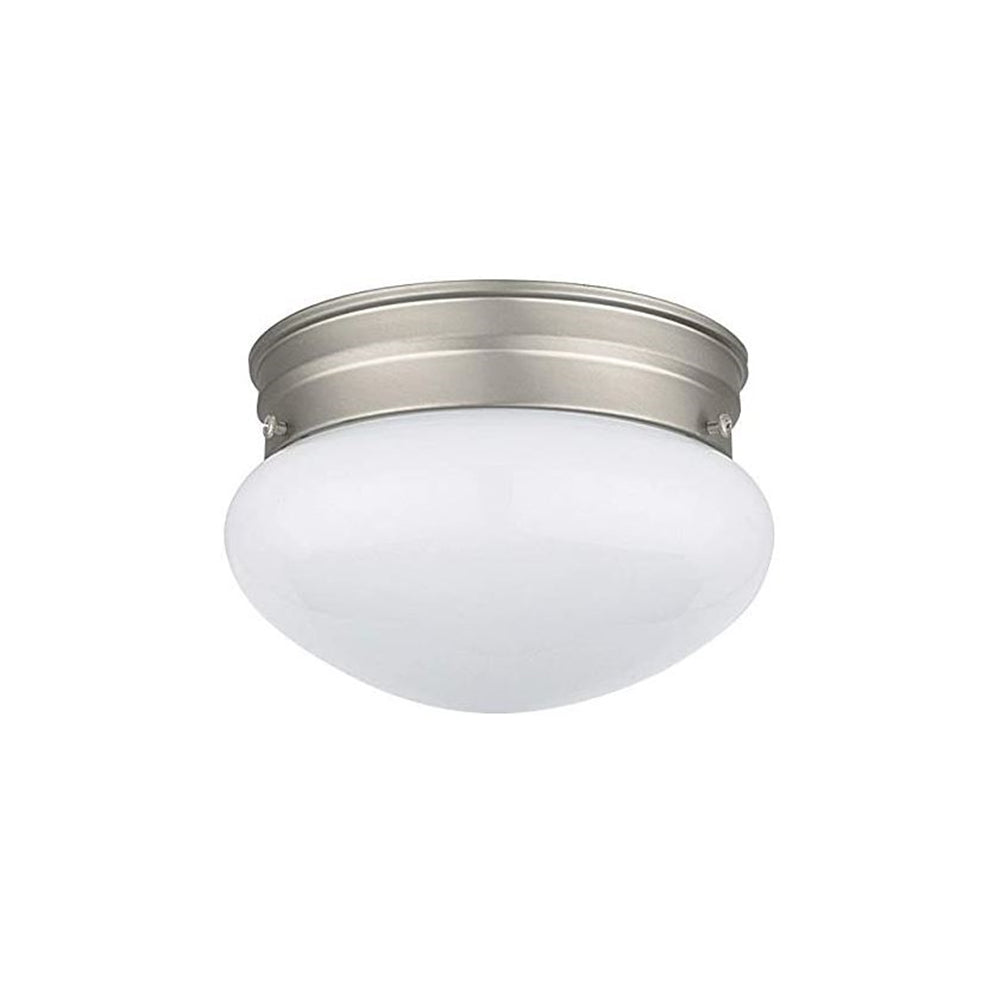 Sunset Lighting 7-1/4" Single Dimmable Bulb Ceiling Mount Opal Mushroom Satin Nickel 60W Glass Diffuser with Opal Finish F3282-53