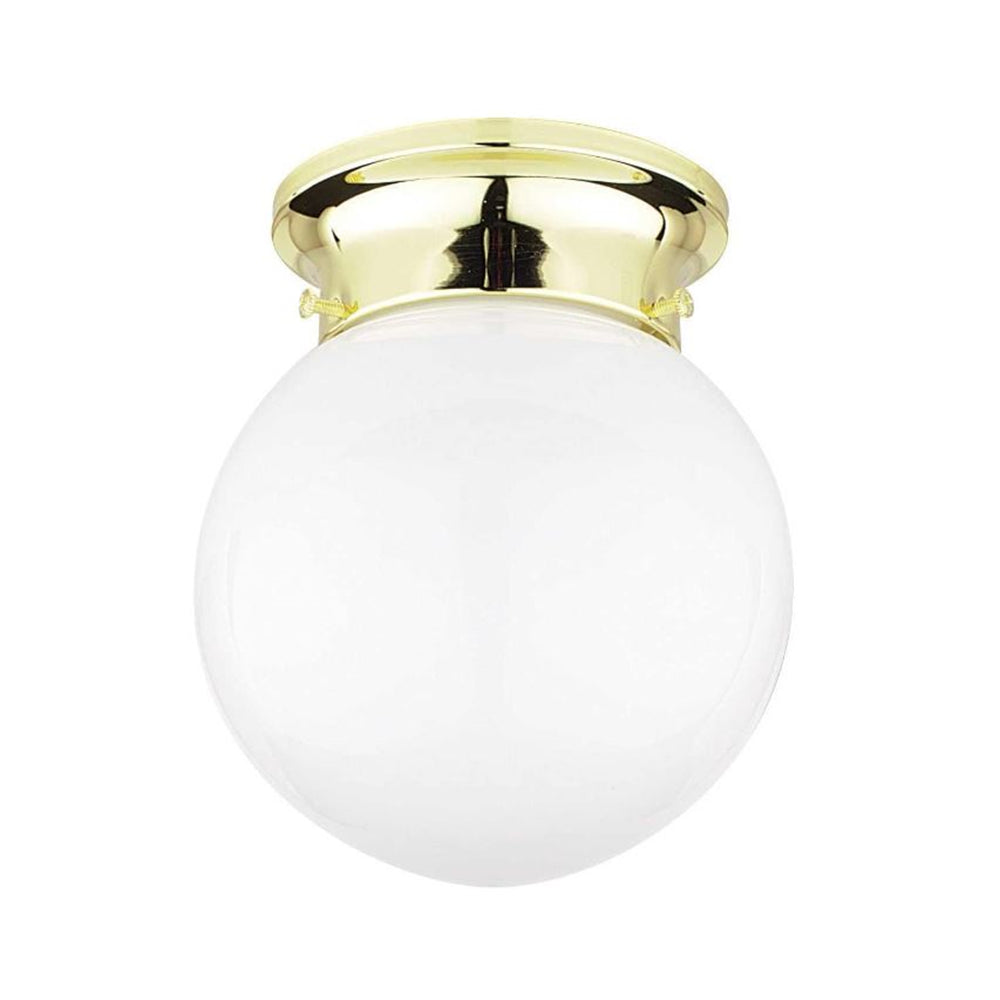 Sunset Lighting 6" Flush Mount w/ Opal Glass, Polished Brass Finish F2203-10