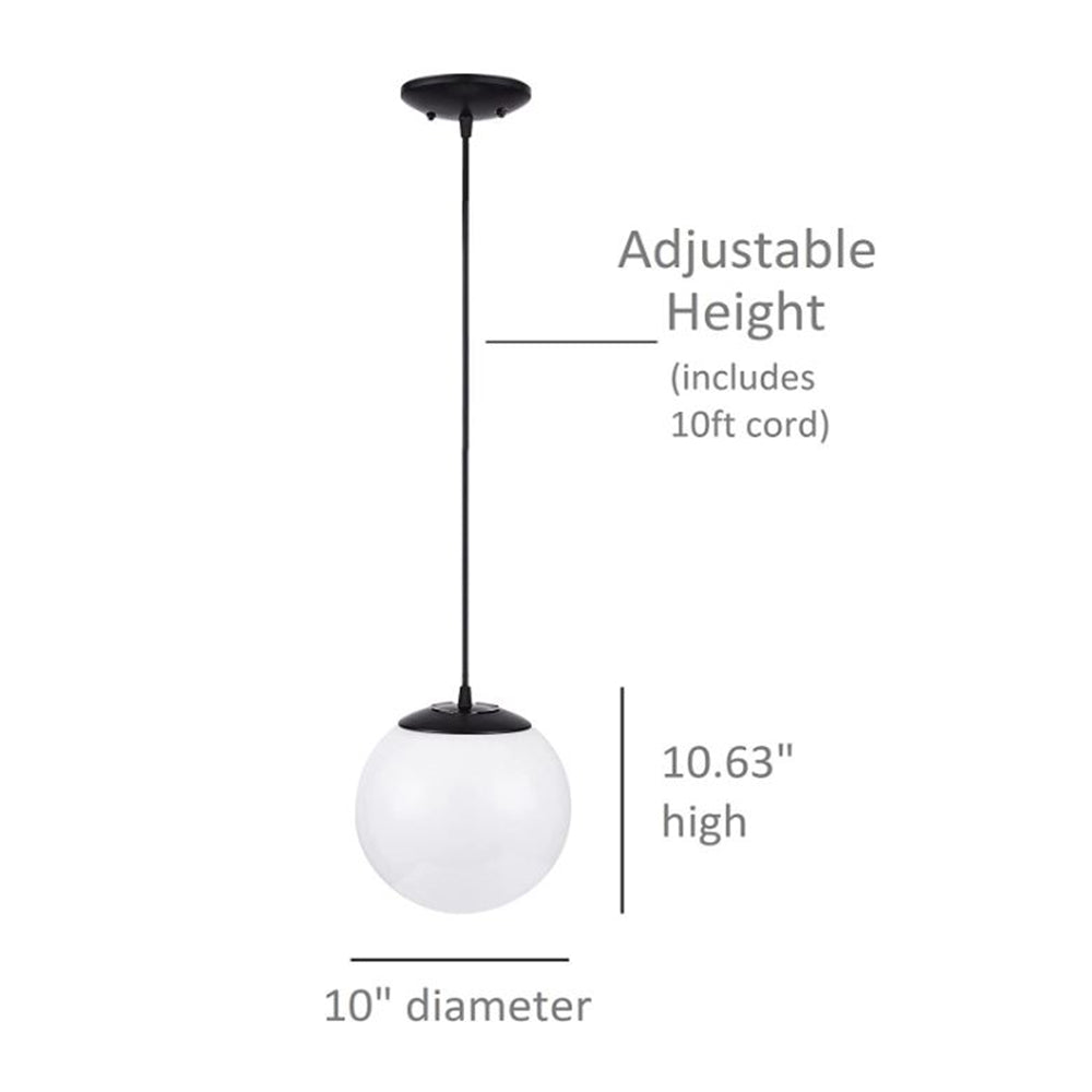 Luminance Globe 10" Pendant Globe Lighting for Kitchen Island & Foyer Black & White - F3402-31