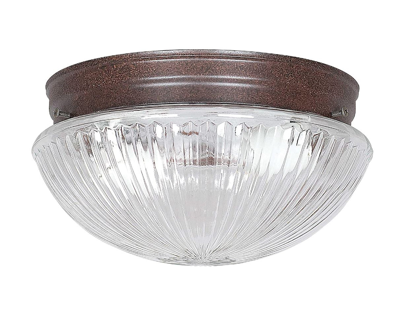 Sunset Lighting 8" Flush Mount Clear Prismatic Glass, Rubbed Bronze Finish F8108-62