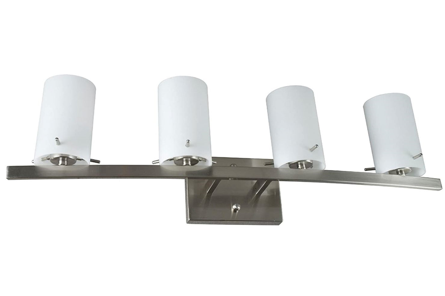 Sunset Lighting 4-Light Vanity w/ White Opal Glass, Bright Satin Nickel Finish - F2534-80