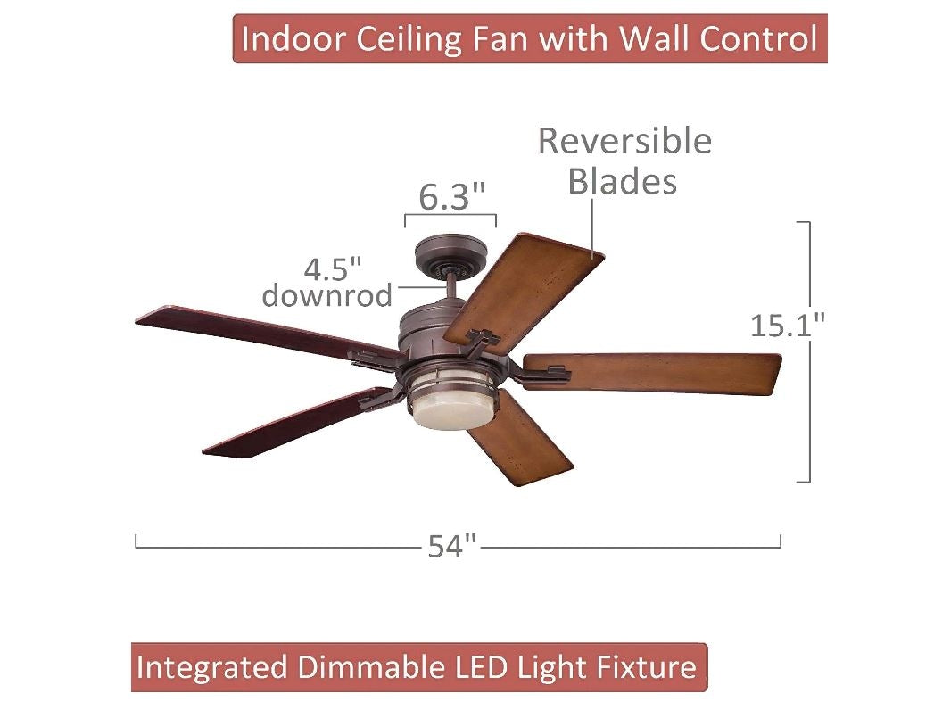 Emerson Amhurst 54" Venetian Bronze Ceiling Fan LED Light Dark Cherry / Honey Oak Blades CF880LVNB
