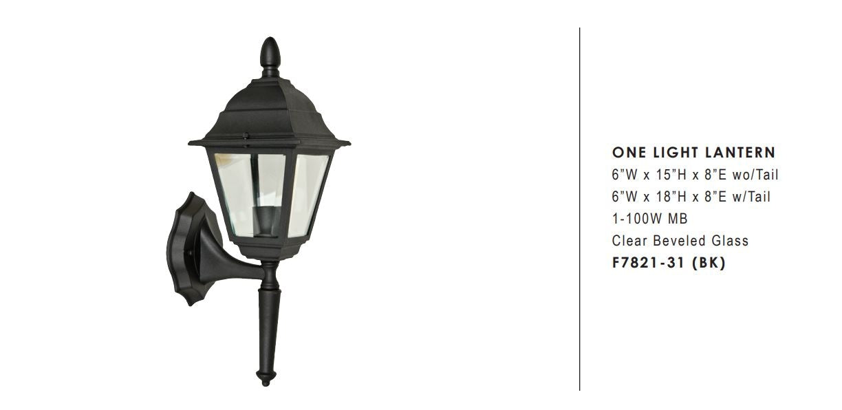Sunset Lighting F7821-31 1-Light 18" Height Outdoor Wall Sconce - Black