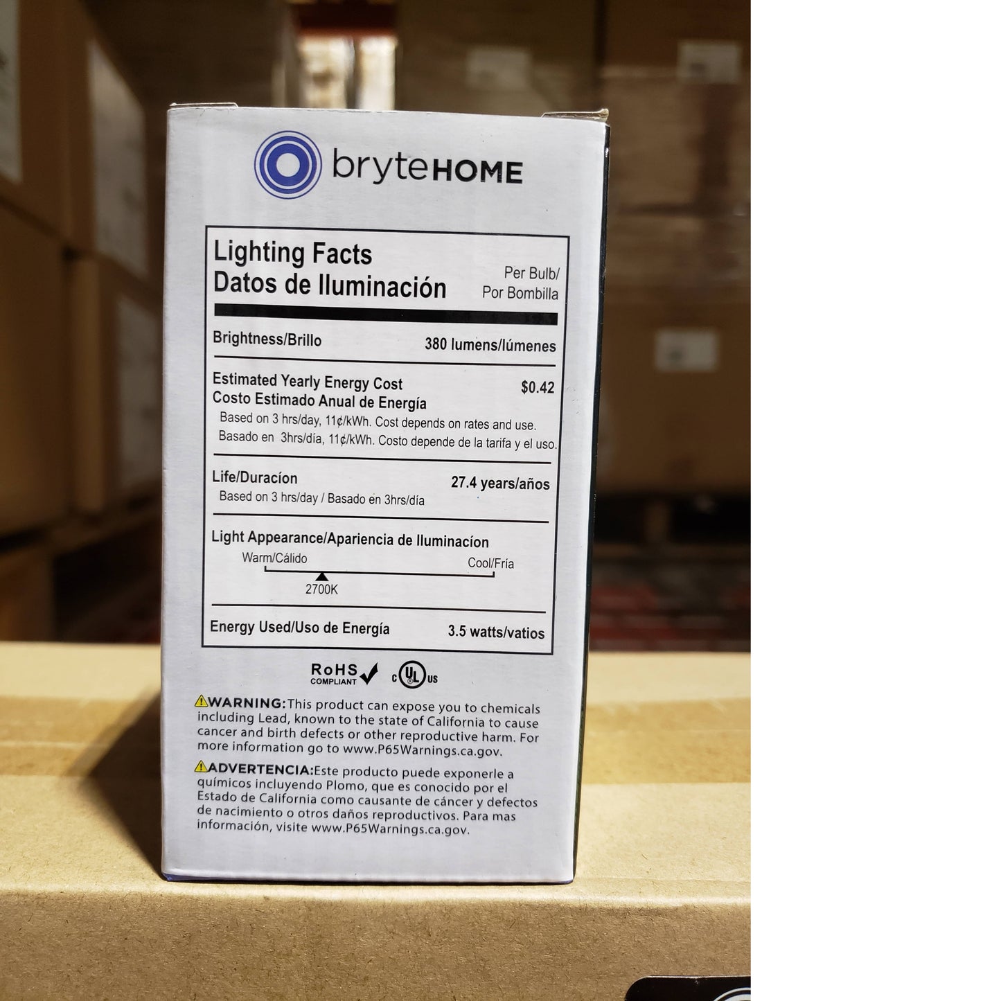Brytehome LED Light bulb A19 3.5W 2700K 380LM 40W 10-pack L7783-27K