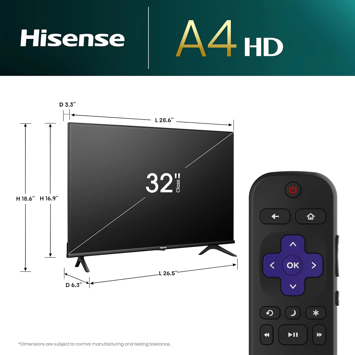 Hisense 32" Class 720P HD LED Roku Smart TV - 32A4HNR