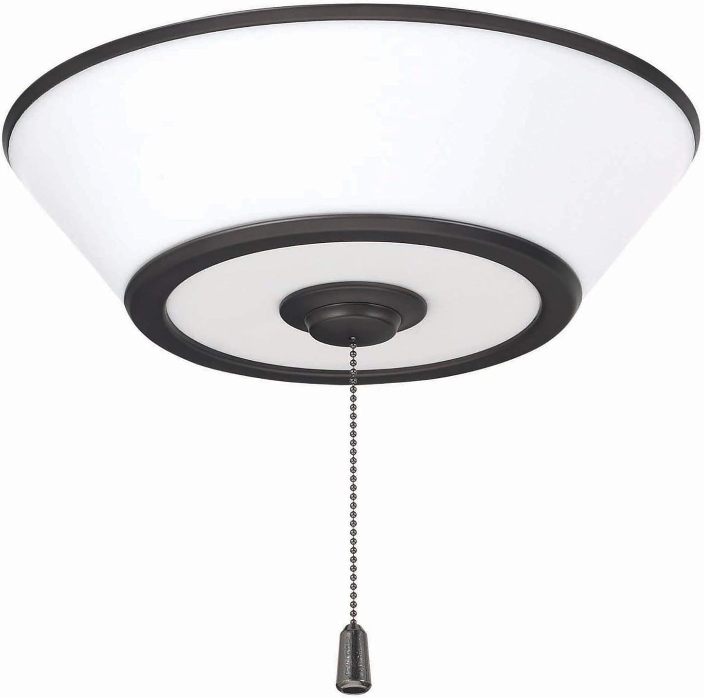 Luminance LK500ORB Kathy Ireland Home Euclid Ceiling Fan Kit | Opal Glass Shade with Pull Chain | Dimmable Lighting Fixture with 3 LED Bulbs, Oil Rubbed Bronze