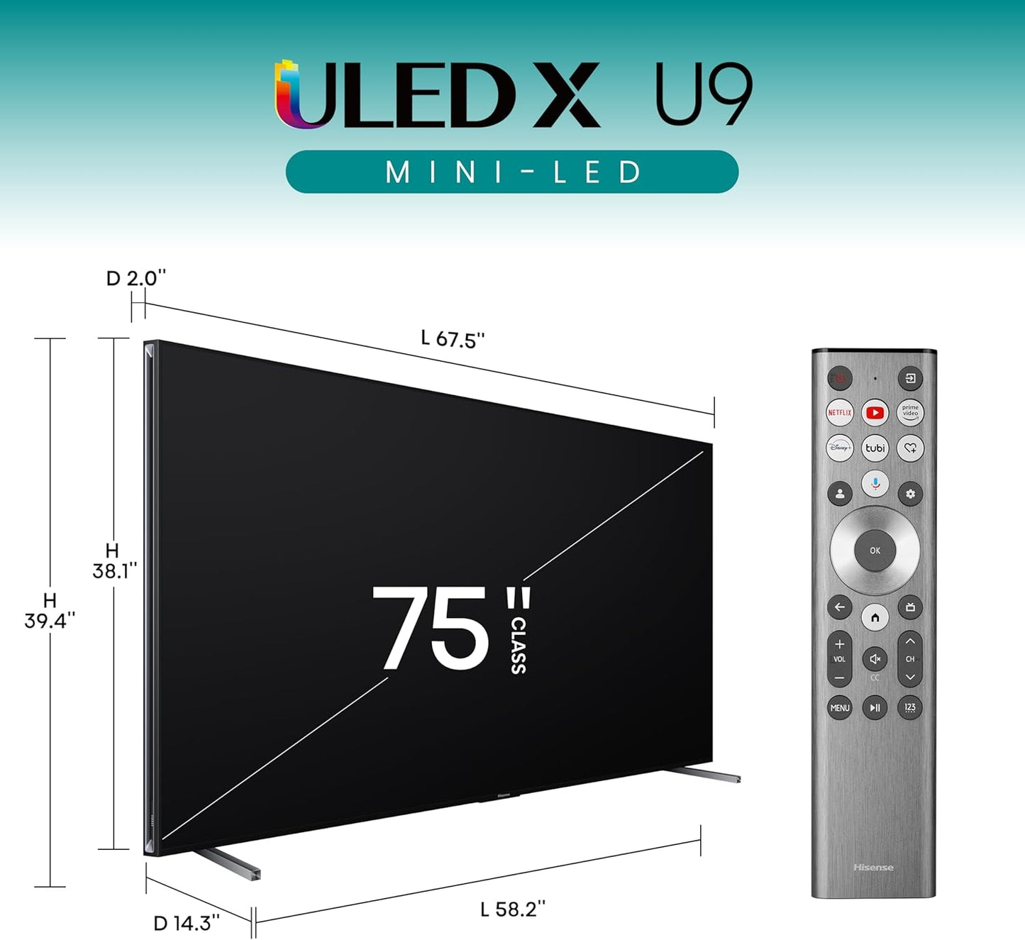Hisense 75" Class U9 Series Mini-LED 4K UHD QLED Google TV 75U9N