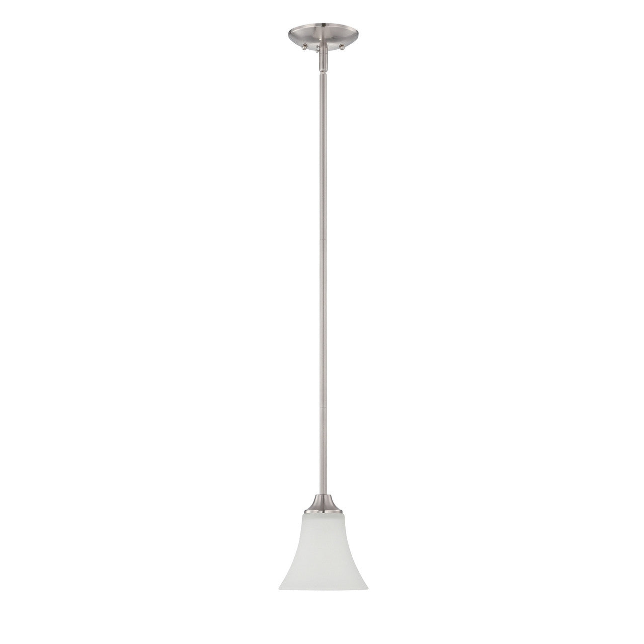 Sunset Lighting Darby 1-Light Pendant 100W Opal Etched Glass Dimmable Bright Satin Nickel Finish F18040-80