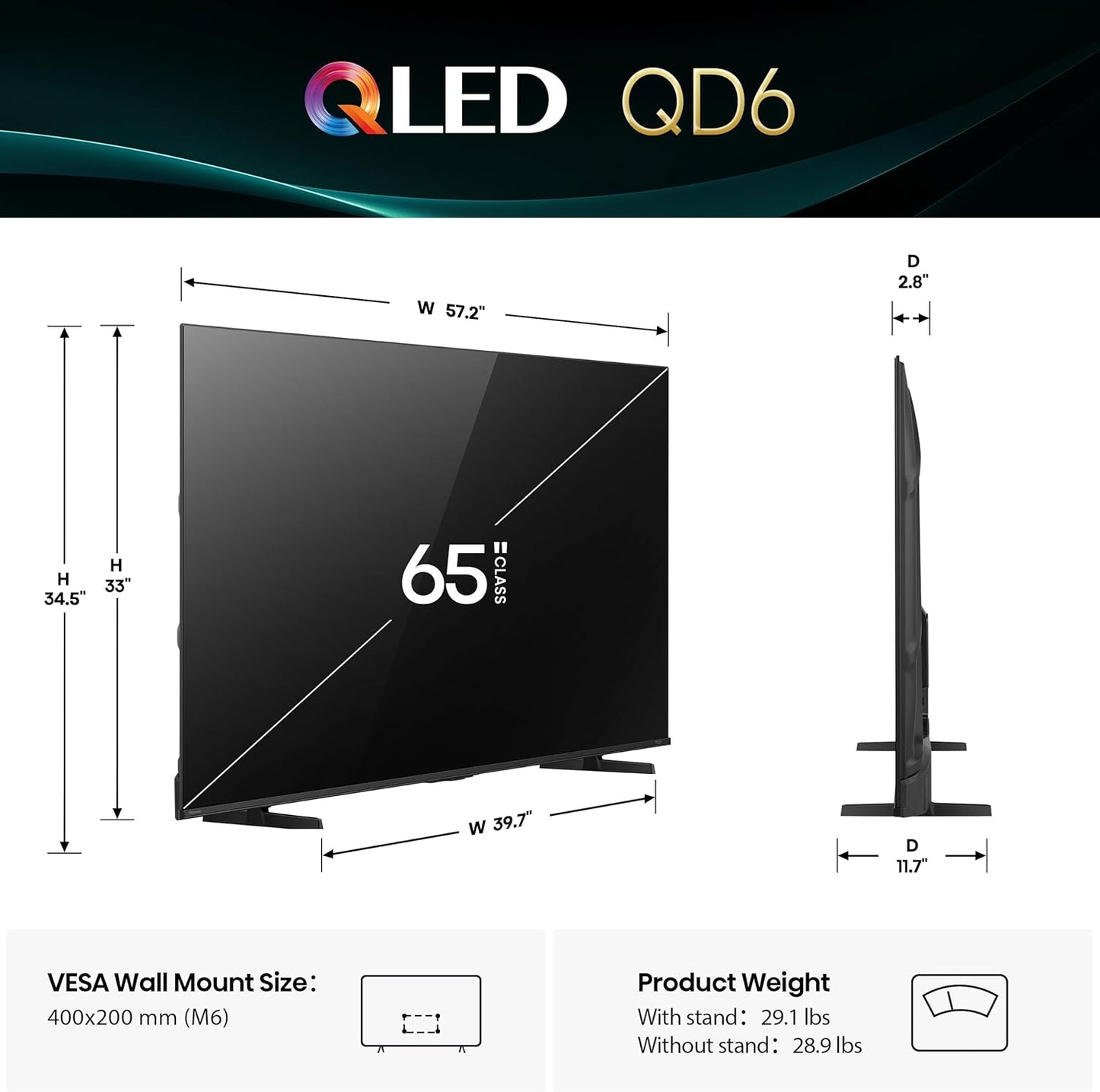 Hisense 65" Class QD6 Series QLED 4K UHD HDR Smart Fire TV 65QD6QF 2025