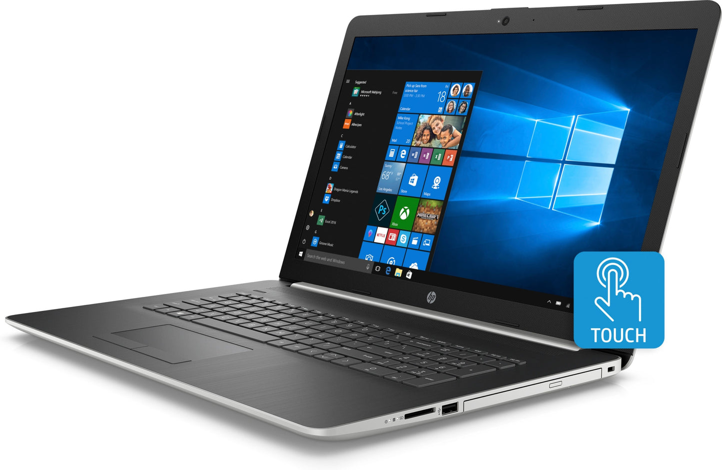 HP 17-ca0011ds 17.3" AMD Ryzen 3 2300U 2.0GHz, 8GB/1TB HDD Laptop Win 10 - Natural Silver 5HV19UA#ABA