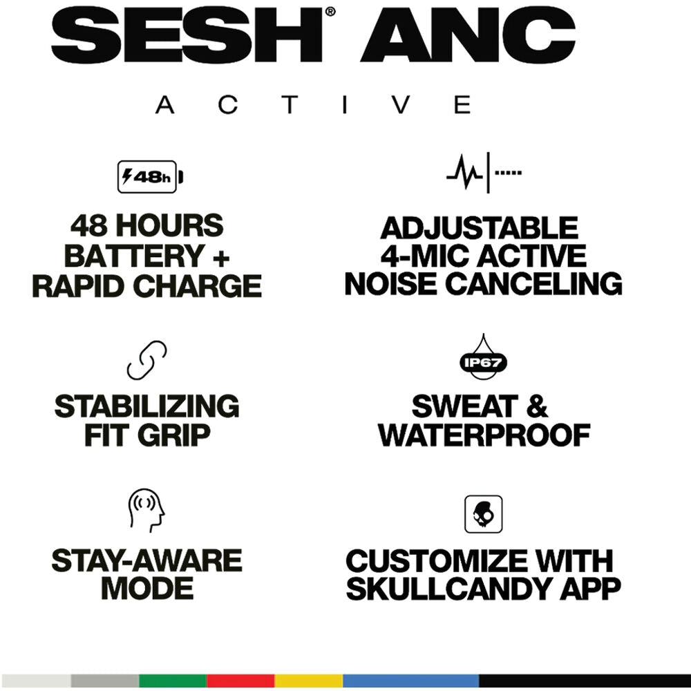 Skullcandy Sesh ANC Noise-Canceling True Wireless Earbuds Black S2SAW-S749