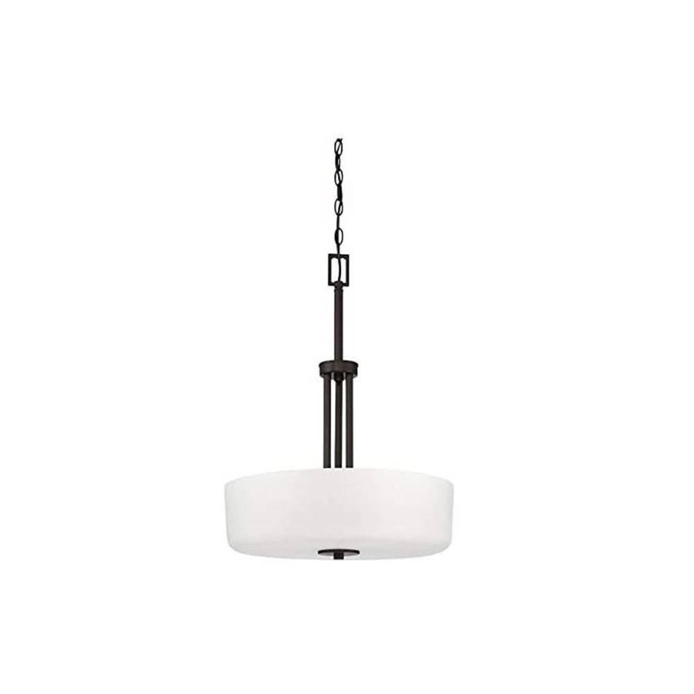 Sunset Lighting Somes 3-Light Bowl Pendant Linen Glass, Dimmable Provincial Bronze Finish F17027-64