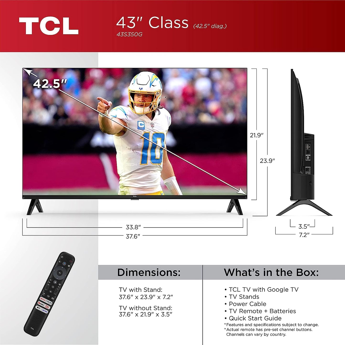 TCL 43" Class S3 S-Class LED Full HD Smart TV with Google TV 43S350G