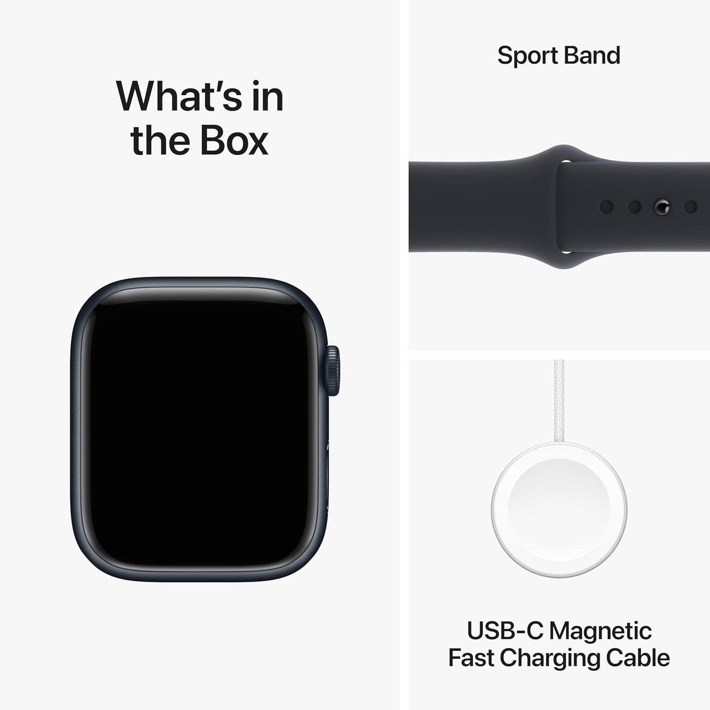 Apple Watch Series 9 (GPS) 45mm Midnight Aluminum Case Sport Band M/L MR9A3LL/A