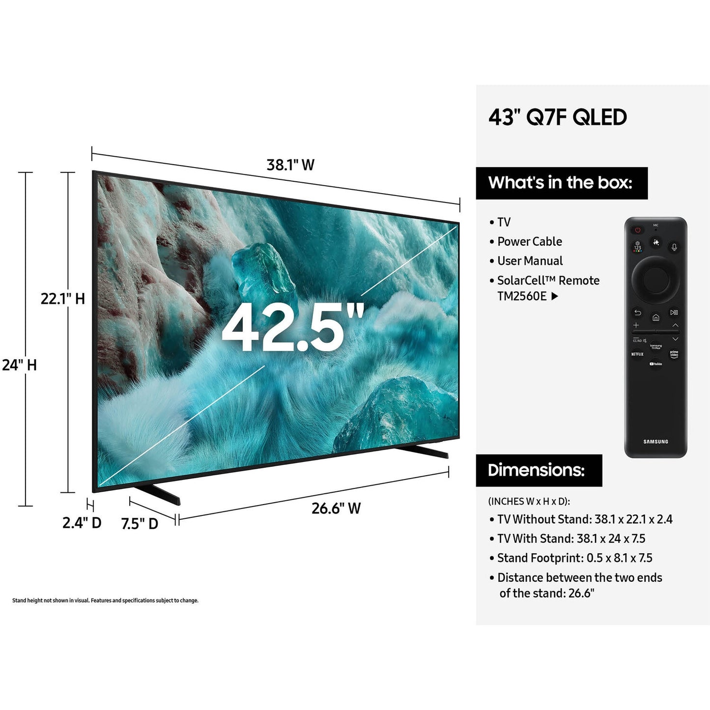 Samsung 43" Class Q7F Series QLED 4K Vision AI Smart TV QN43Q7FAAFXZA