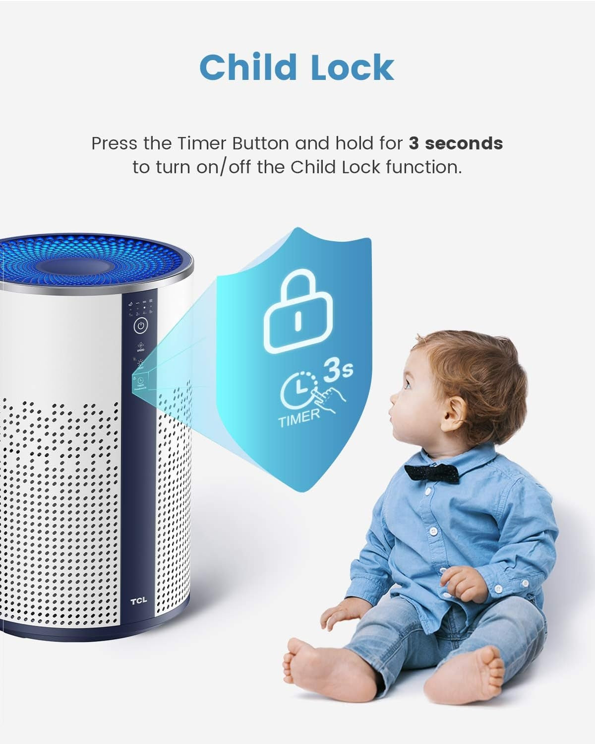TCL Breeva A1 Air Purifier with 3-Stage Filtration System - A114W