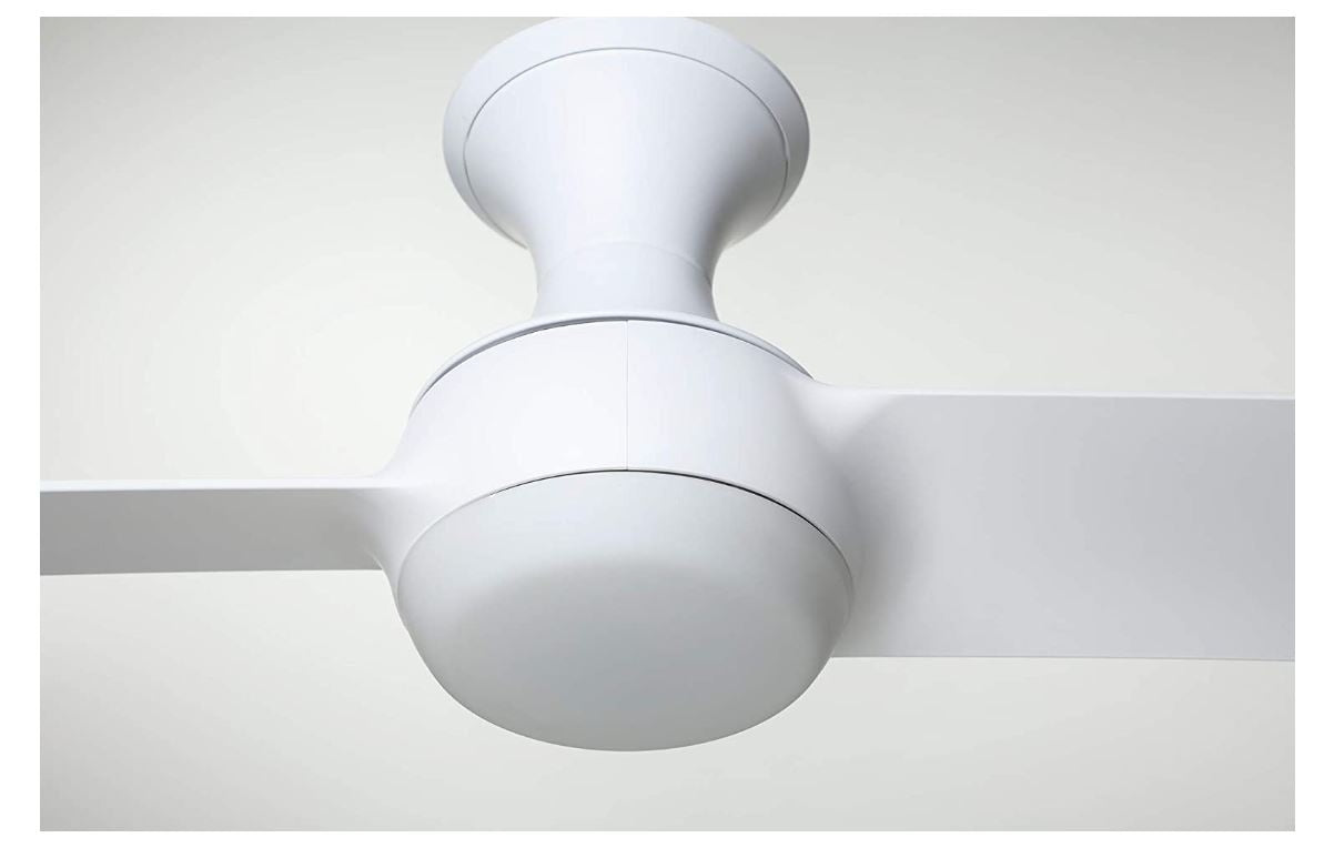 Luminance CF560SW Kathy Ireland Home Duo Flush Mount Ceiling Fan 54" LED Lighting Fixture with Hugger Design, 2 Blades, & Wall Control, Satin White