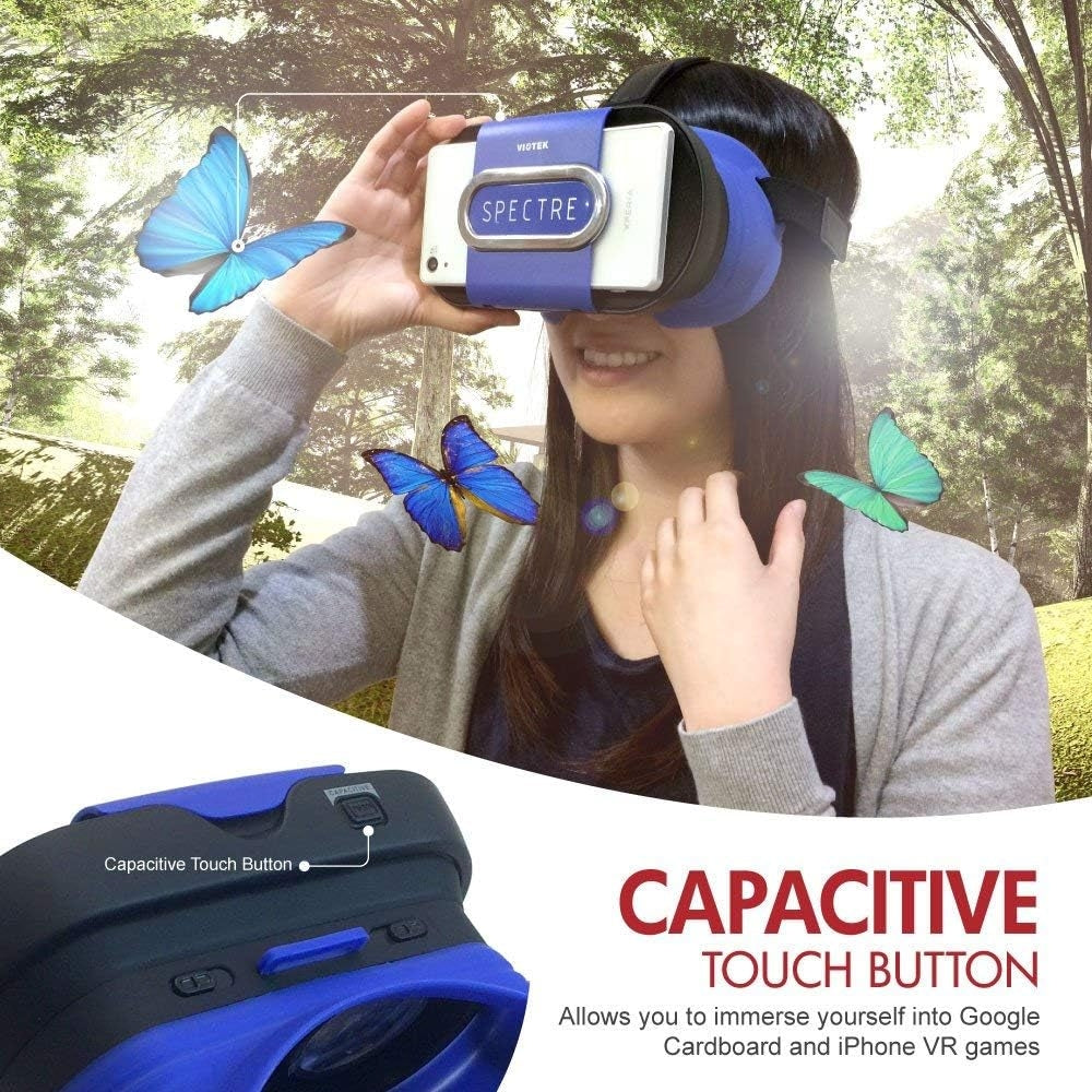 VIOTEK Spectre Folding Virtual Reality VR Headset Phone Accessory - Lightweight Glasses with Collapsible Case SPE-A01