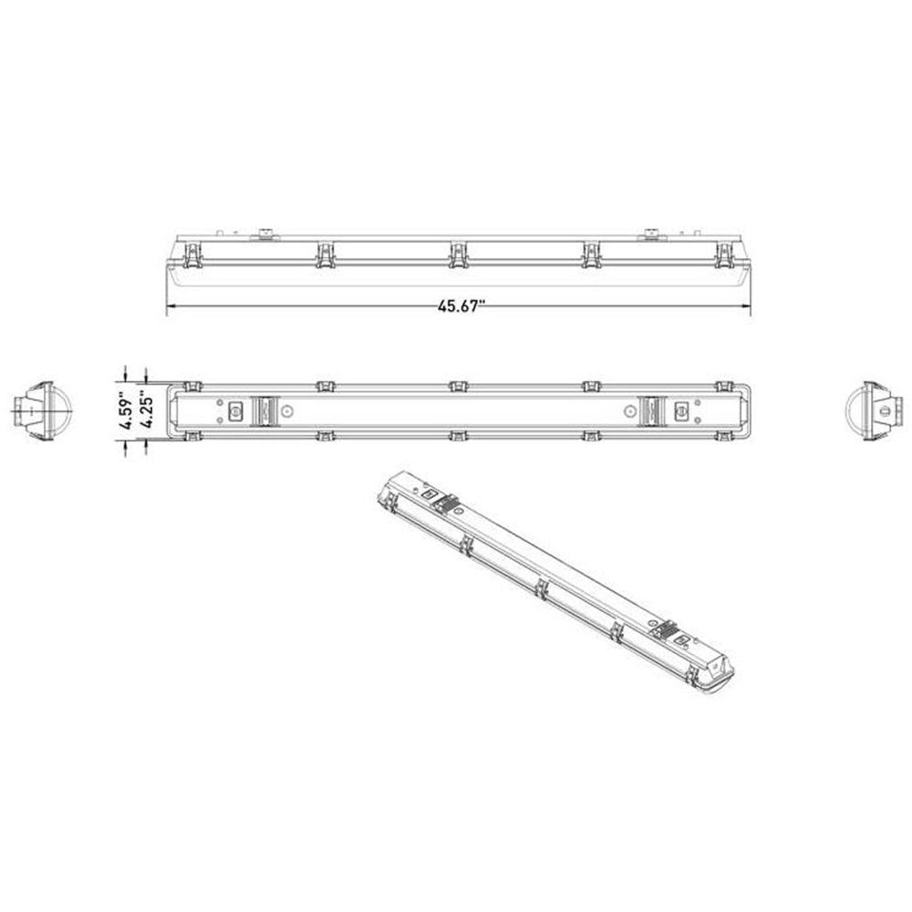 Elecrtrix 46" LED Polycarbonate Vapor Tight Fixture 4680LM VPT-46-4K52-4680-DP