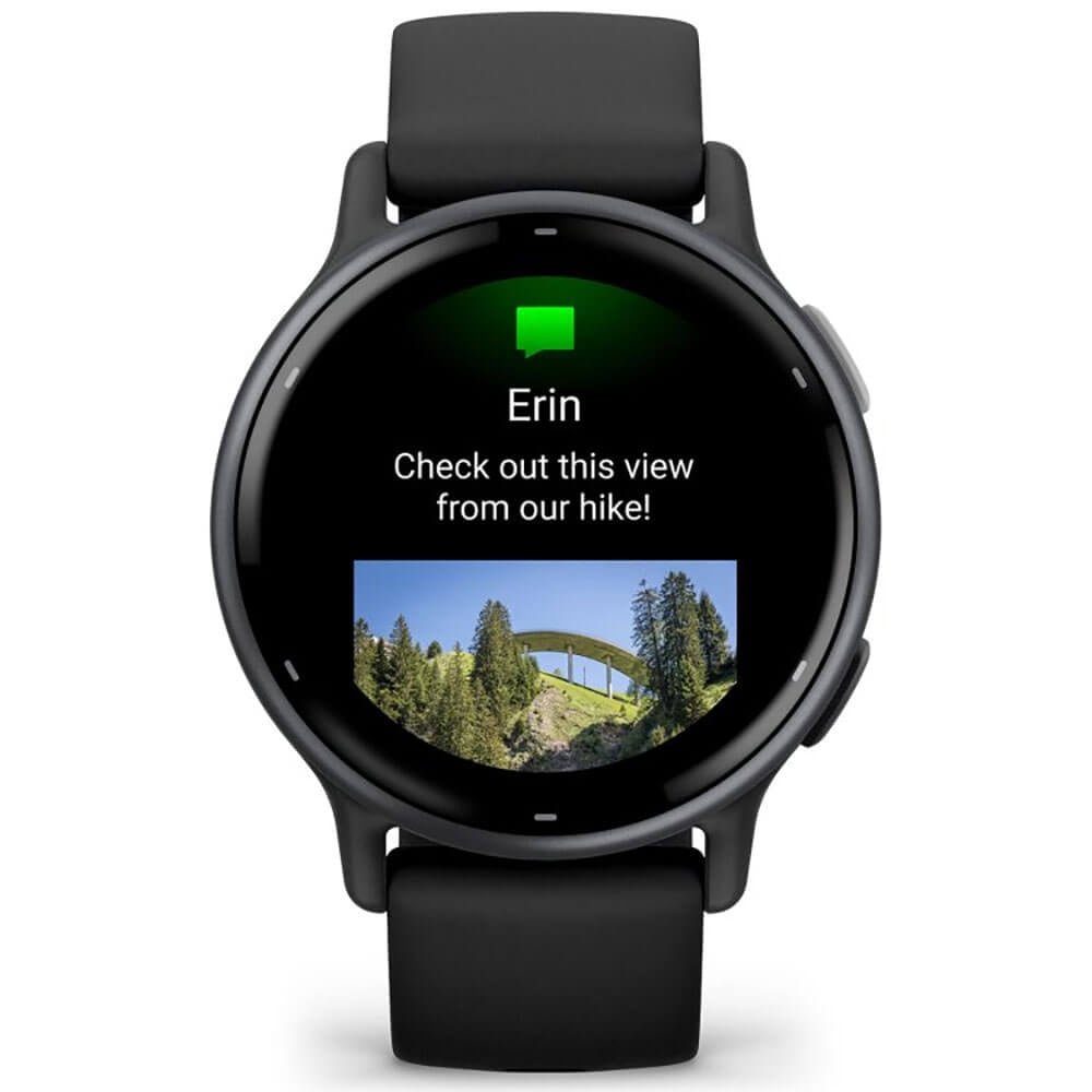 Garmin vívoactive 5 GPS 42mm Slate Aluminum Bezel w/ Black Case Fitness Smartwatch and Silicone Band 010-02862-10
