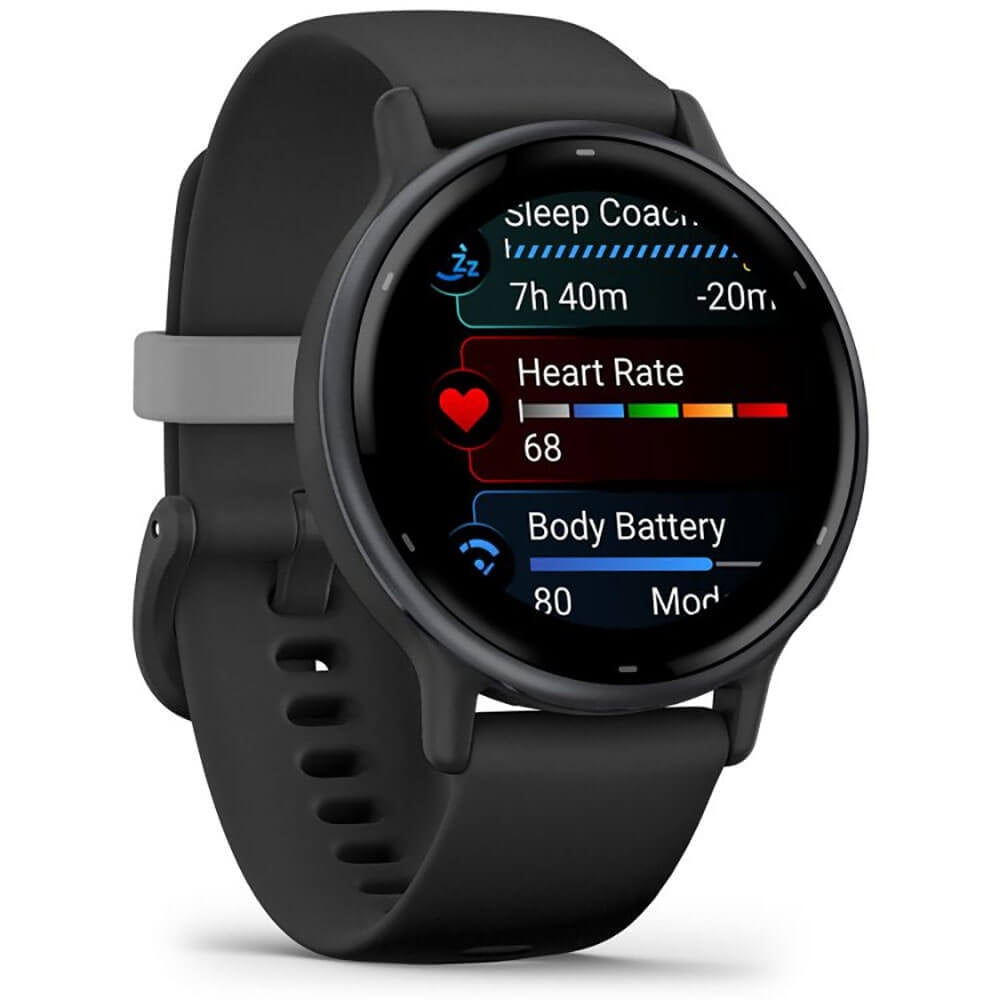 Garmin vívoactive 5 GPS 42mm Slate Aluminum Bezel w/ Black Case Fitness Smartwatch and Silicone Band 010-02862-10