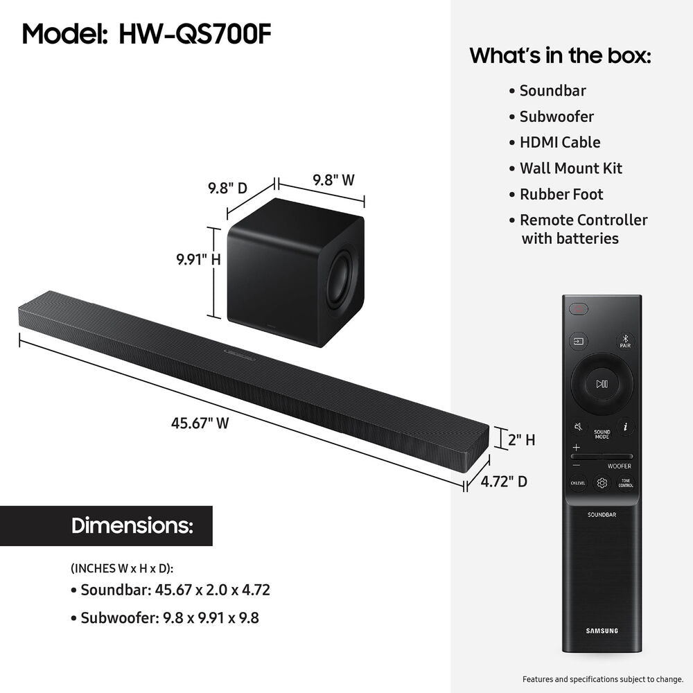 Samsung HW-QS700F/ZA 3.1.2-Channel Dolby Atmos Soundbar System