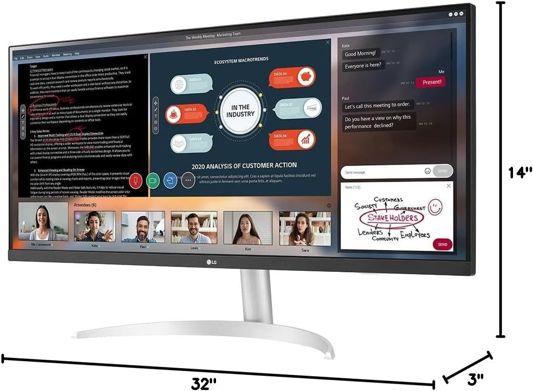 LG 34” UltraWide FHD FreeSync Monitor with HDR 2560x1080 Black 34WP50S-W.AUS