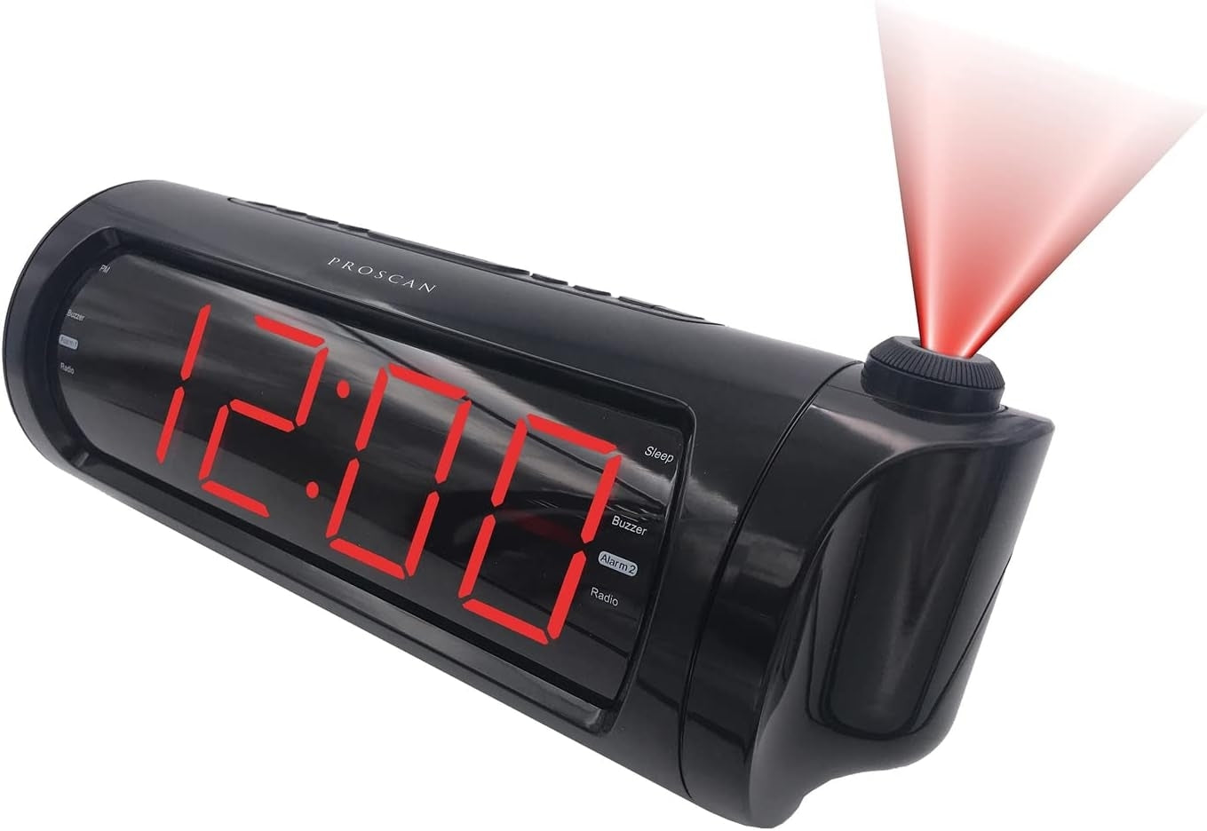 Proscan PCR1245-USB 1.8-In. LED Jumbo-Digit Projection Dual-Alarm Clock Radio with USB Charging