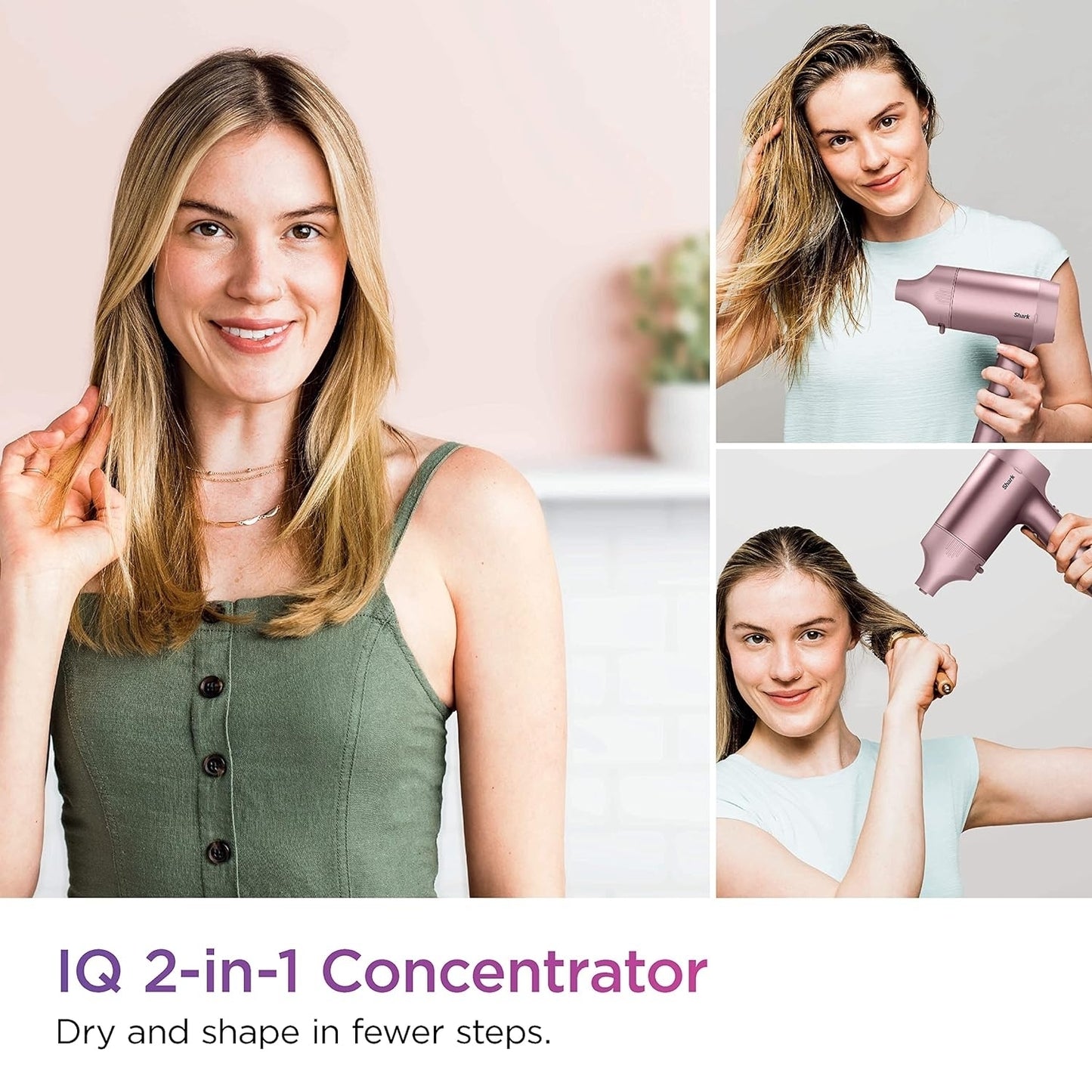 Shark HD112PKBRN HyperAIR Fast-Drying Hair Blow Dryer with IQ 2-in-1 Concentrator and Styling Attachments