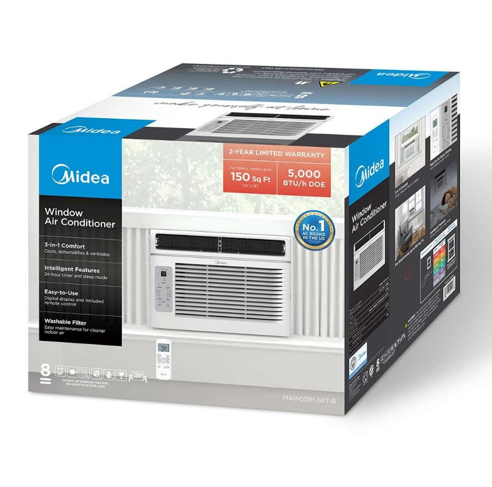 Midea 5,000 BTU Window Air Conditioner with Remote Control, Cools up to 150 sq. ft. MAW05R1JWT-B
