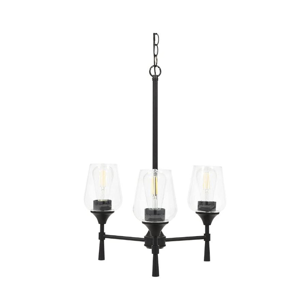 Luminance Black Chandelier 3-Light for Foyer | Hanging Ceiling Fixture Adjustable Chain F27033-31