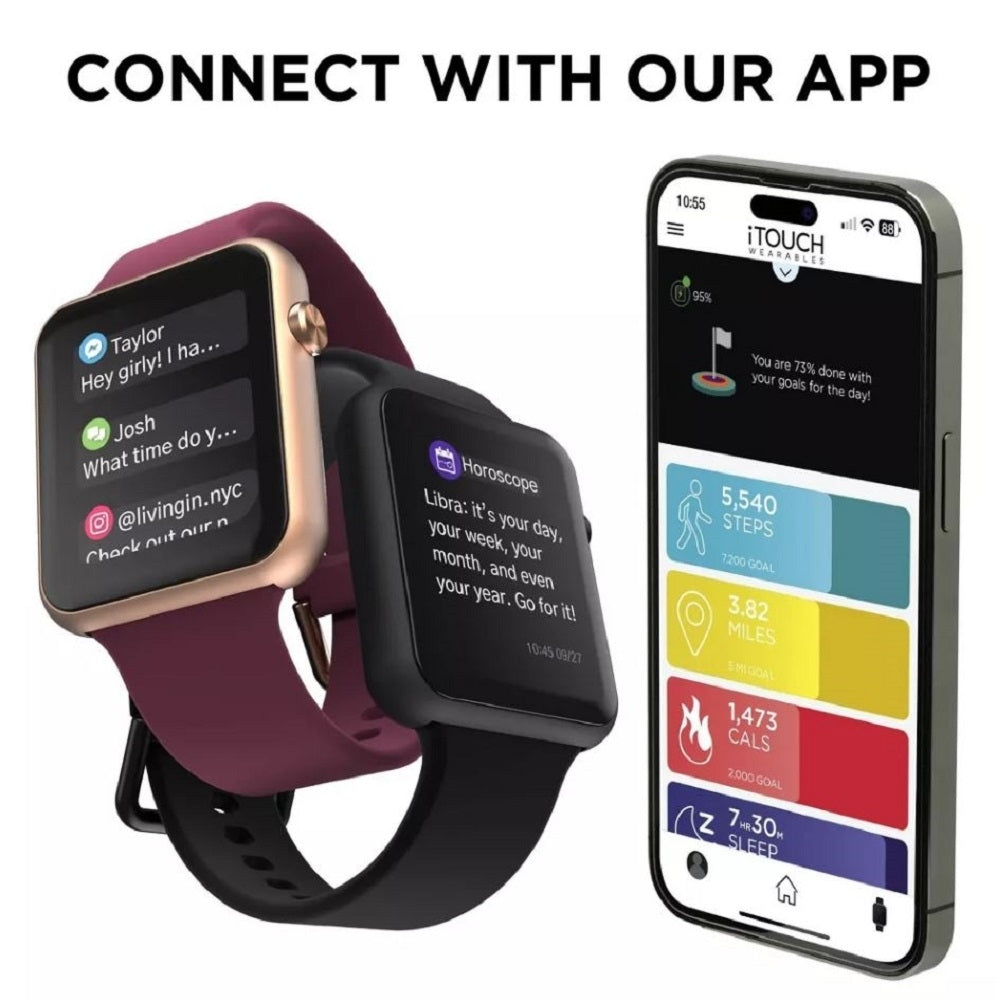 iTouch Air 4 Unisex Black Silicone Strap Smartwatch 46mm TA4L01-G02