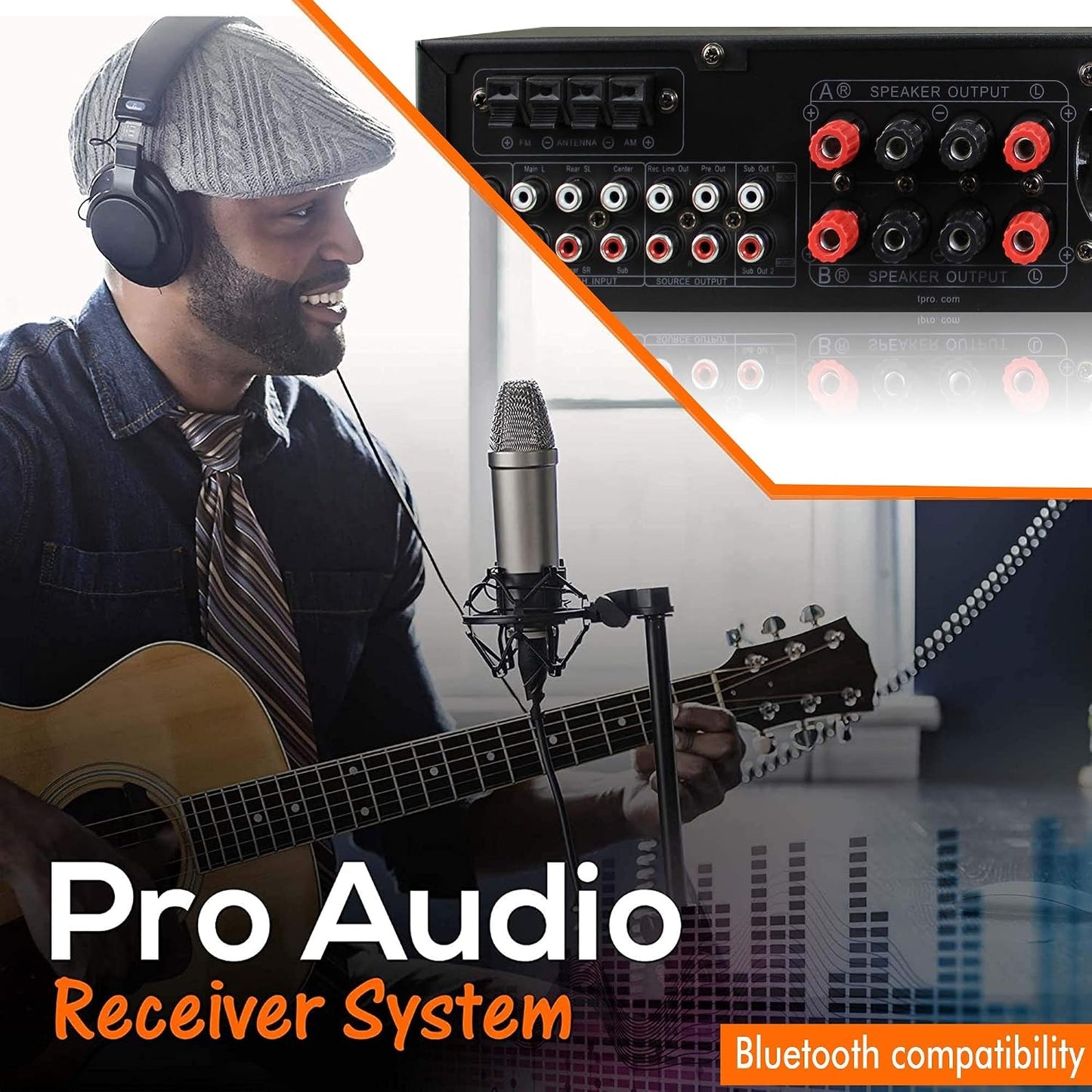 Technical Pro 1500 Watt Bluetooth Home Stereo Amplifier, Digital Hybrid Multi Channel | Preamp, Tuner with USB and SD Inputs H1502URBT