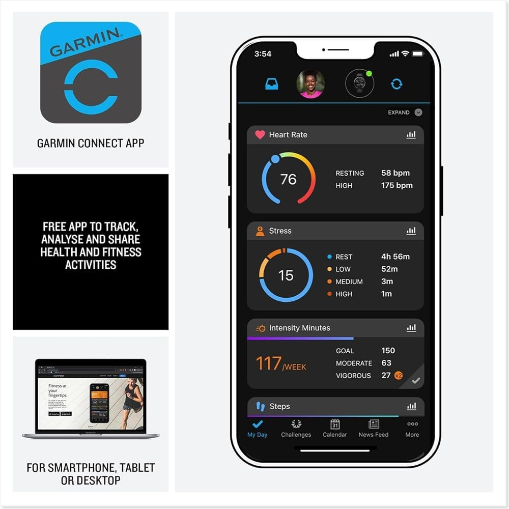 Garmin vívoactive 5 GPS 42mm Slate Aluminum Bezel with Black Case Fitness Smartwatch and Silicone Band 010-02862-10