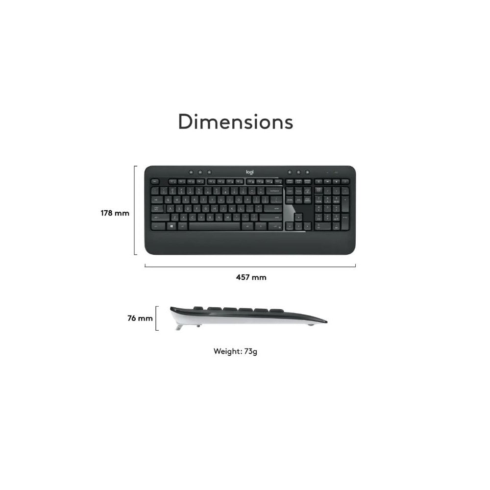 Logitech MK540 Full-size Advanced Wireless Membrane Keyboard/Mouse for PC Black