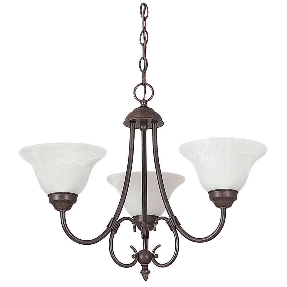 Sunset Lighting 3-Light Chandelier 100W Faux Alabaster Glass, Rubbed Bronze Finish F6343-62