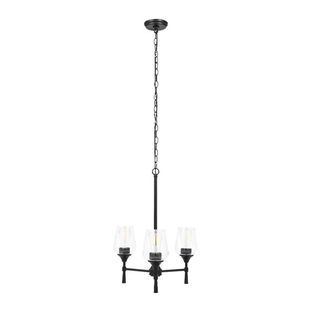 Luminance Black Chandelier 3-Light for Foyer | Hanging Ceiling Fixture Adjustable Chain F27033-31