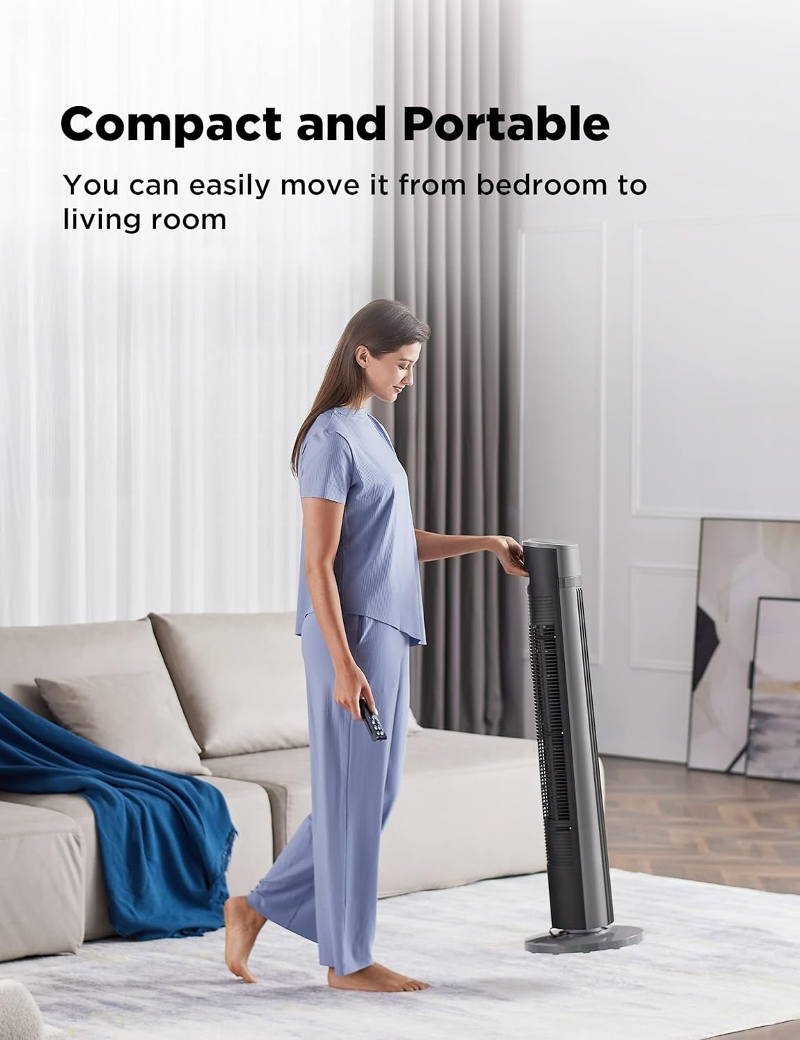 PELONIS 40'' Oscillating Tower Fan, 3 Speed Settings, 3 Modes, 15-Hour Timer, LED Display Black PFT40A4AGB