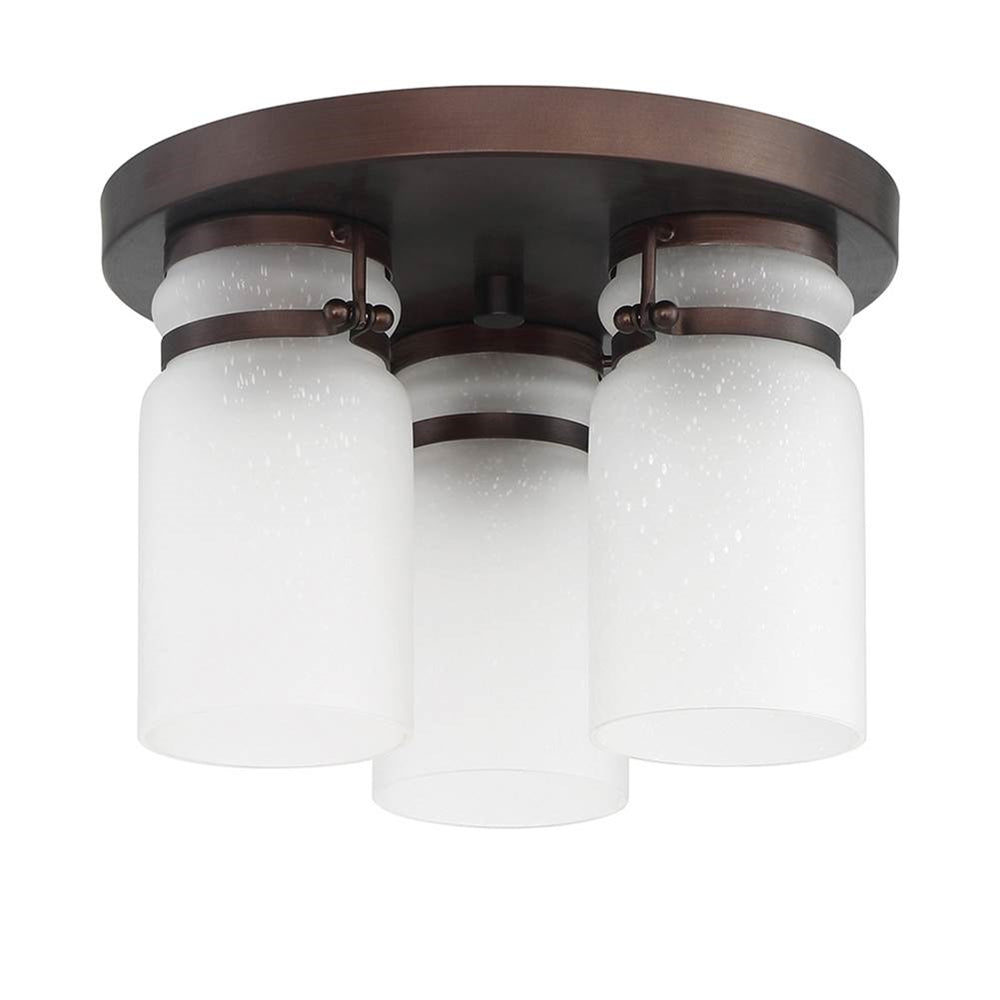 Sunset Lighting Qairo 3-Light Mb Flush Mount Frosted Seeded Glass Provincial Bronze F25008-64
