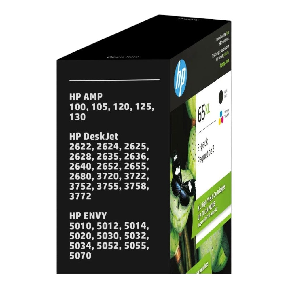 HP High Yield 65XL Black Color Ink Cartridge 2-Pack T0A37BN
