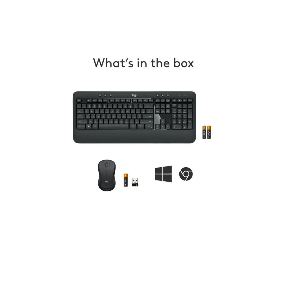 Logitech MK540 Full-size Advanced Wireless Membrane Keyboard/Mouse for PC Black