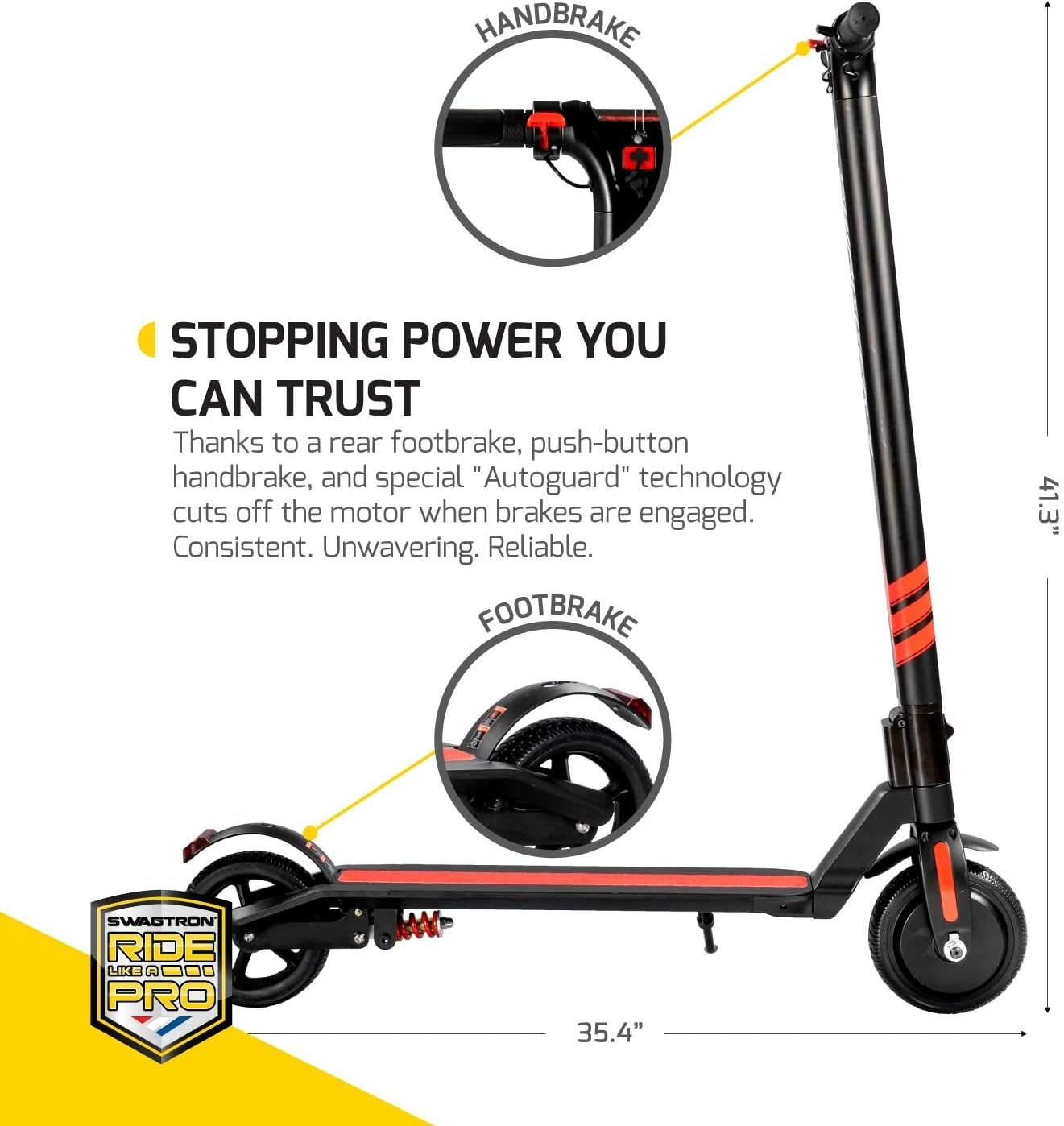 Swagtron Swagger SG-3 Pro Scooter, 250W motor, Up to 220.5 lbs., Up to 15.5 mph - 90033-5
