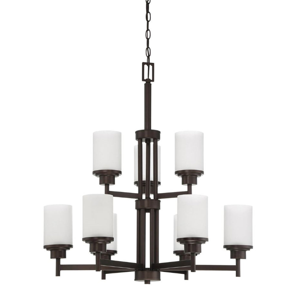Luminance 9-Light Somes 2-Tier Chandelier w/ Linen Glass F17029-64