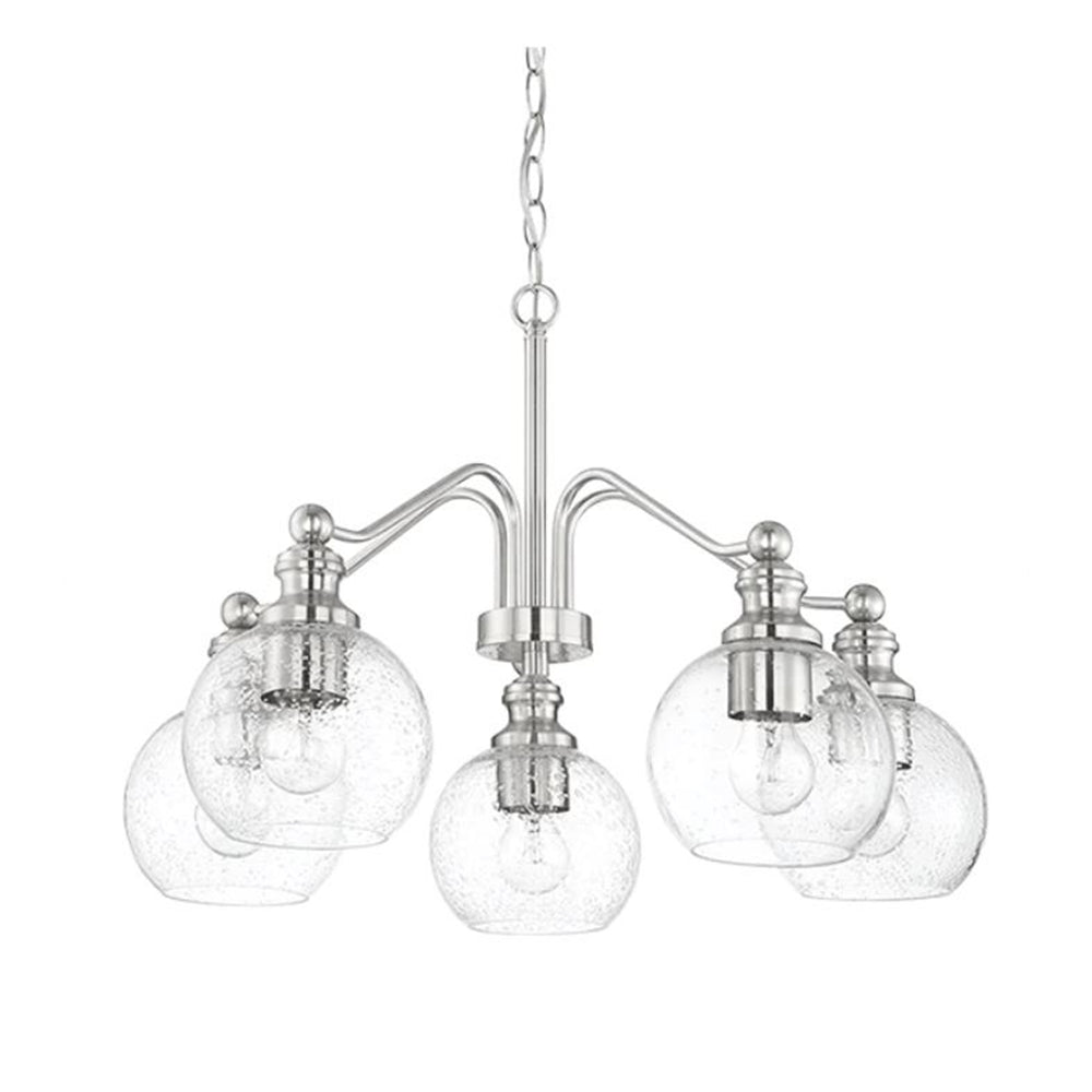 Sunset Oriana 5-Light Chandelier Seeded Glass Bright Satin Nickel F29005-80