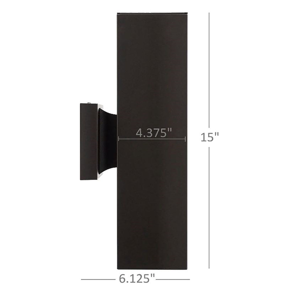 Sunset Lighting Square 2-Light 15" H x 4.375 Aluminum Sconce Oil Bronze Finish F6892-44
