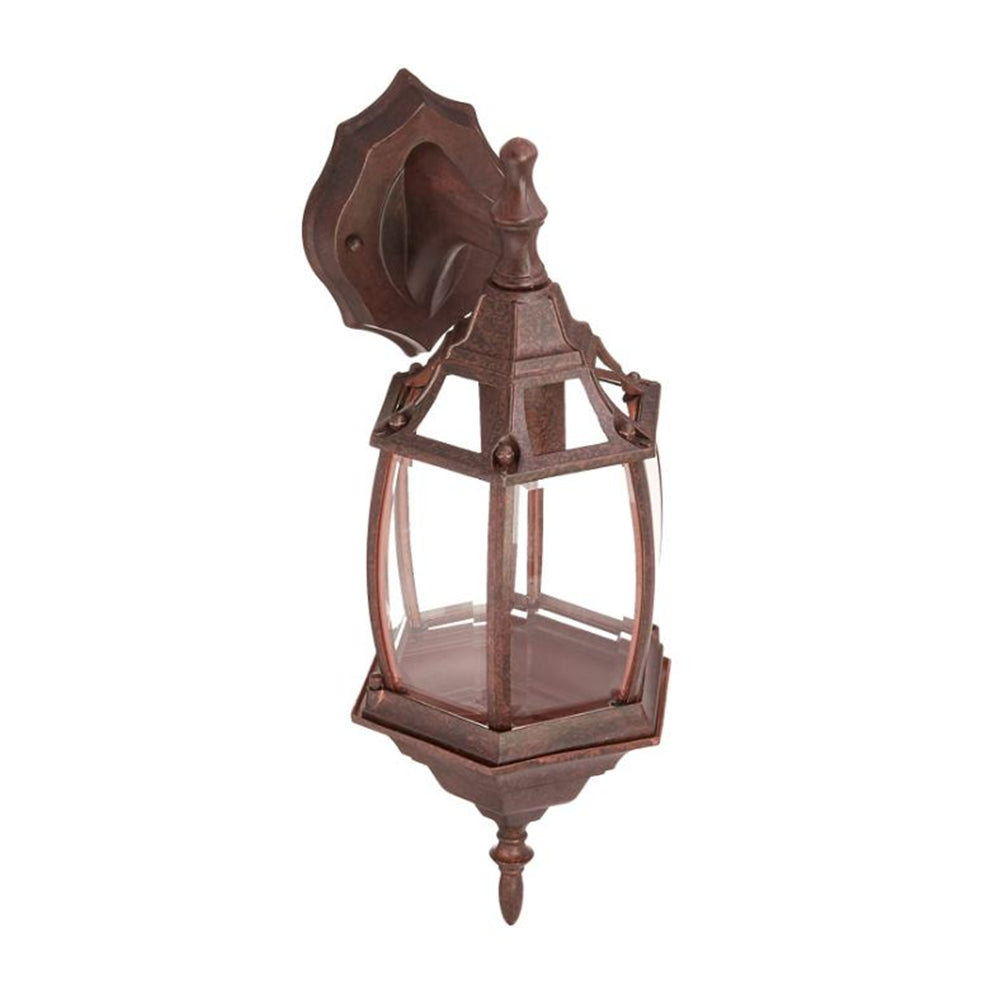 Sunset Lighting Outdoor 17" 1-Light Wall Sconce w/ Clear Beveled Glass, Rubbed Bronze Finish