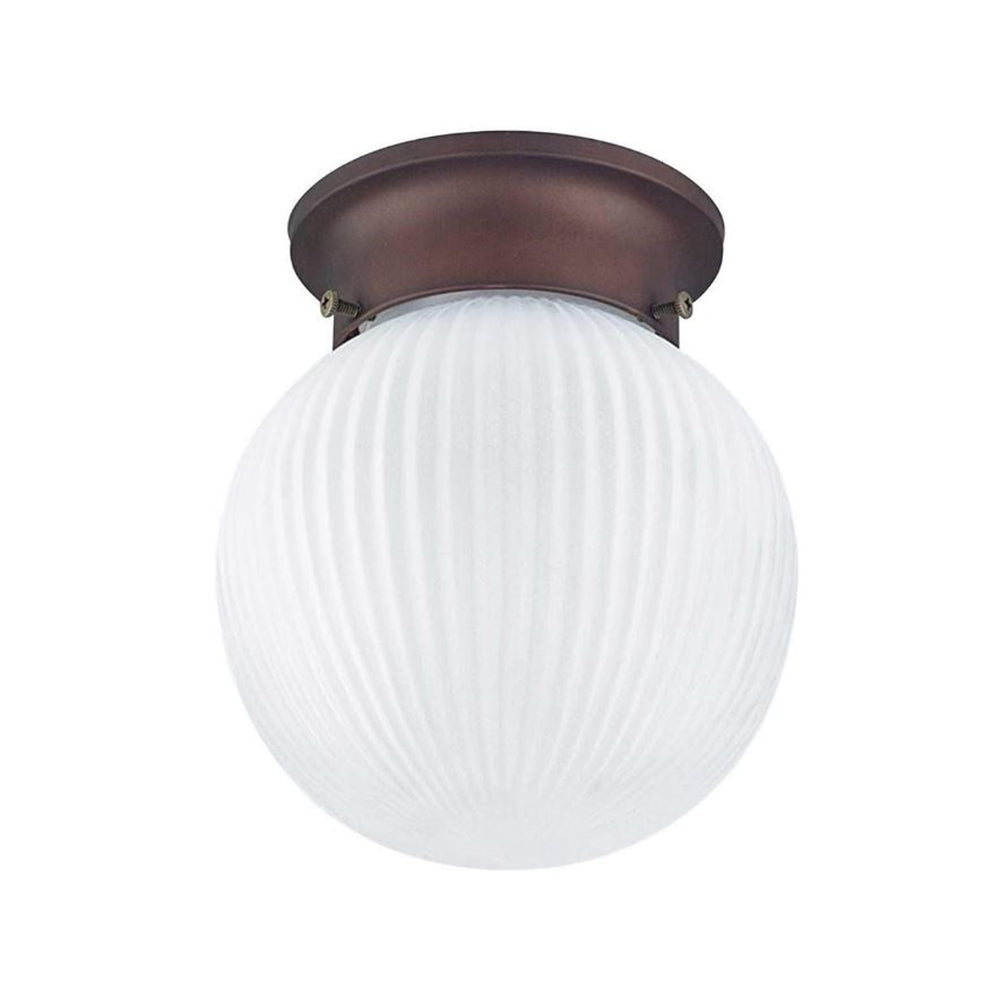 Sunset Lighting 6" Flush Mount Clear Ribbed Globe Prismatic Glass, Polished Brass Finish F2202-10
