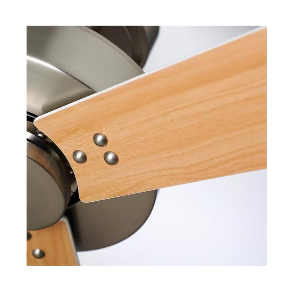 Emerson Kathy Ireland Keane 52" Brushed Steel Ceiling Fan Reversible Satin White & Maple Blades