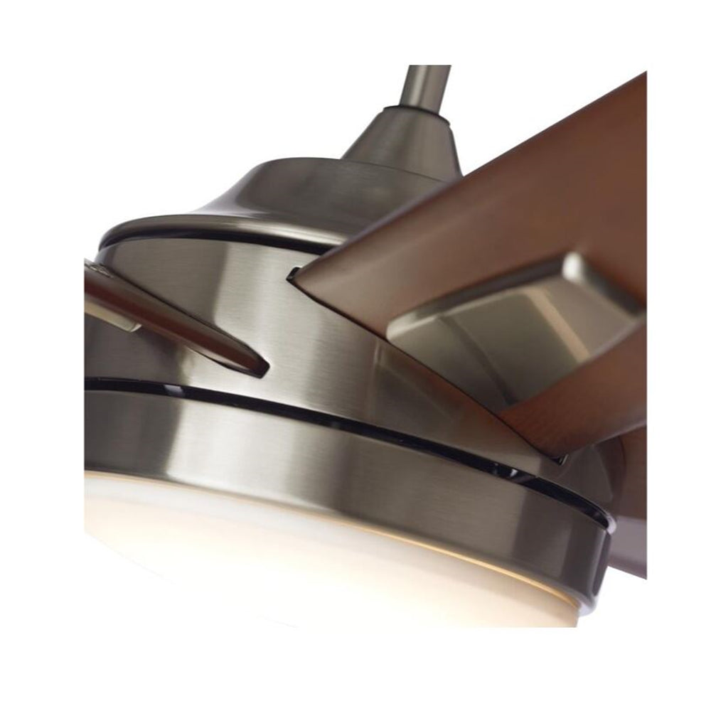 Emerson Rah Eco 60" Brushed Steel Ceiling Fan w/ LED Light Sunburst Walnut Blades CF915W60BS